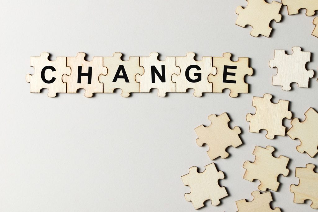 Puzzle pieces with word change