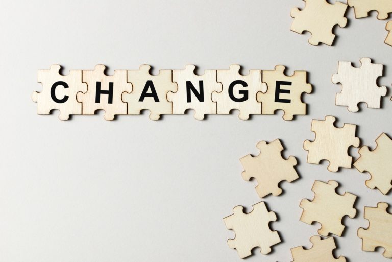 Puzzle pieces with word change