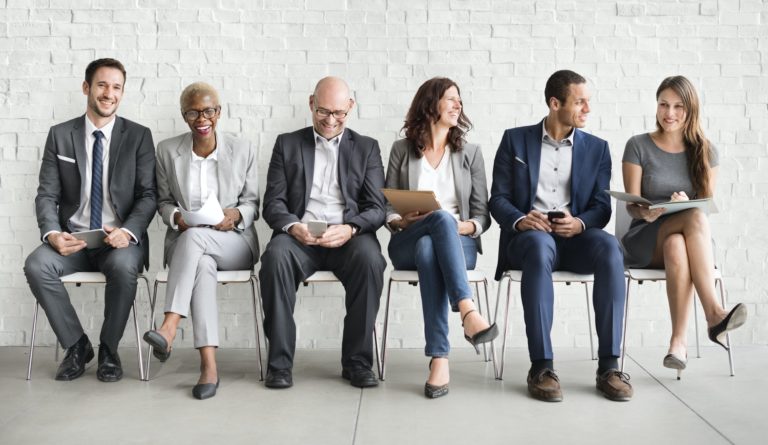 Group of diverse people are waiting for a job interview