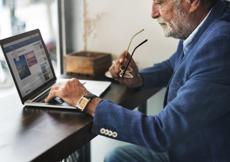 Old Businessman Home Office Concept