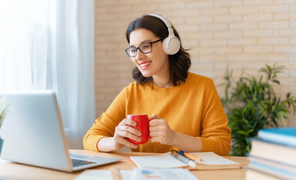 woman working in home office